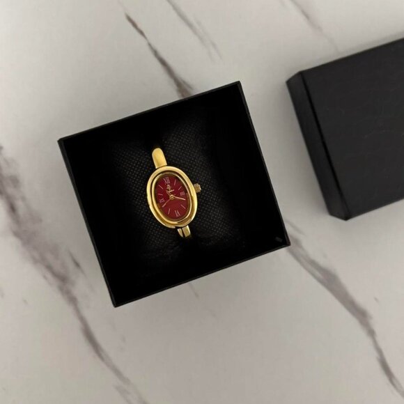 Sku:0177 Gold red mini watch gold‎ bracelet + gift box Vintage vibe in work main image 4